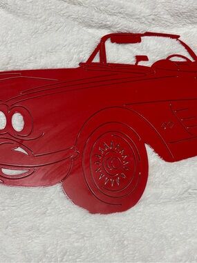 Red Retro Convertible Metal Wall Decor - Unbranded